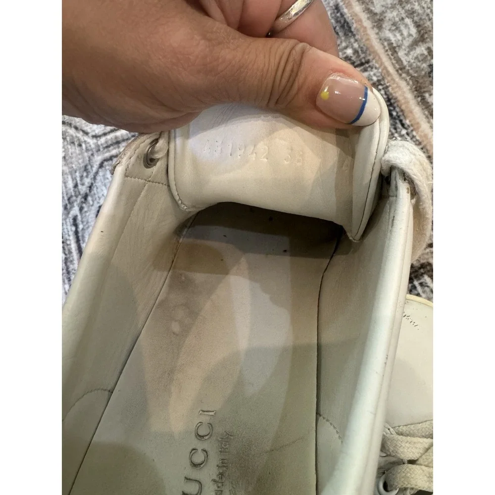 Gucci Ace Green Crocodile White Leather Shoes Sneakers Size 36
